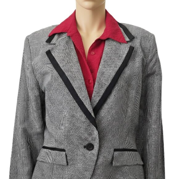 For Pete’s Sake Blazer Houndstooth Black and White Single Button Womens Medium - Picture 4 of 7